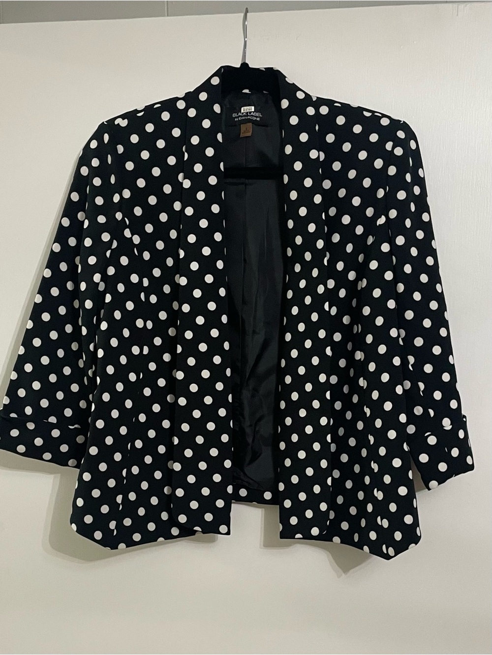 Evan Picone Black Blazer with White Polka Dots